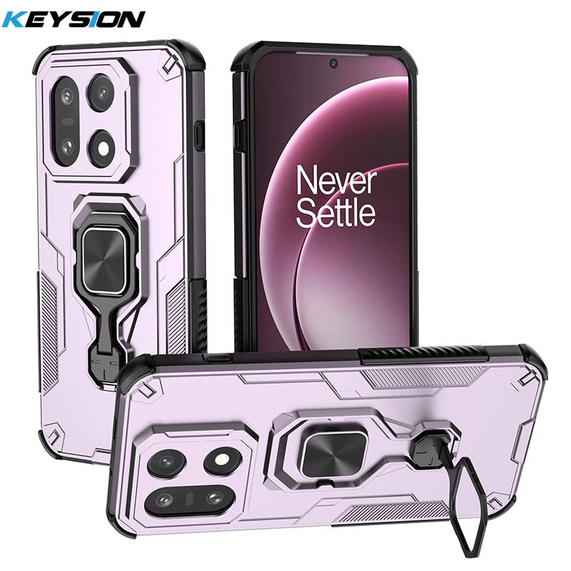 KEYSION Противоударный бронированный чехол для OnePlus 15 5G Силикон+ПК Вертикальная металлическая подставка-кольцо для телефона Задняя крышка для One Plus 1+ 15