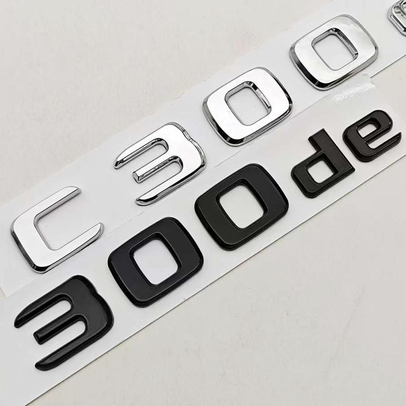 New 3D ABS Chrome Black Car Styling C300e C300de Badge Rear Trunk Emblem Sticker Decals For Mercedes Benz C300e C300de W206