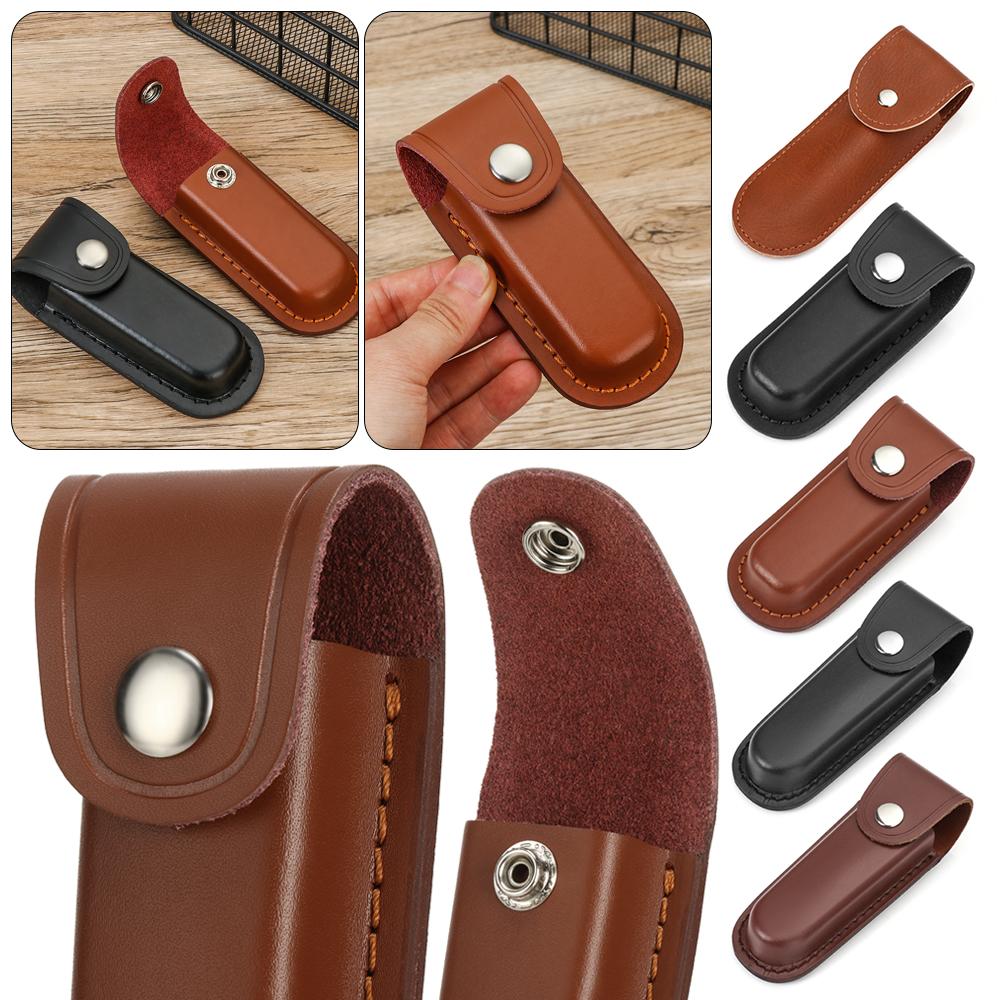 Карманный охотничий кожаный чехол, держатель, складной нож, инструмент для лагеря, уличный чехол с петлей для ремня, чехол для фонарика