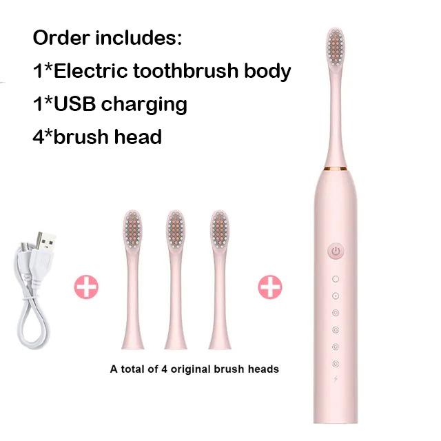 Electric Toothbrush Smart Timing Tooth Brush USB Rechargeable Teeth Clean Whitening Sonic Toothbrush With Replacement Head