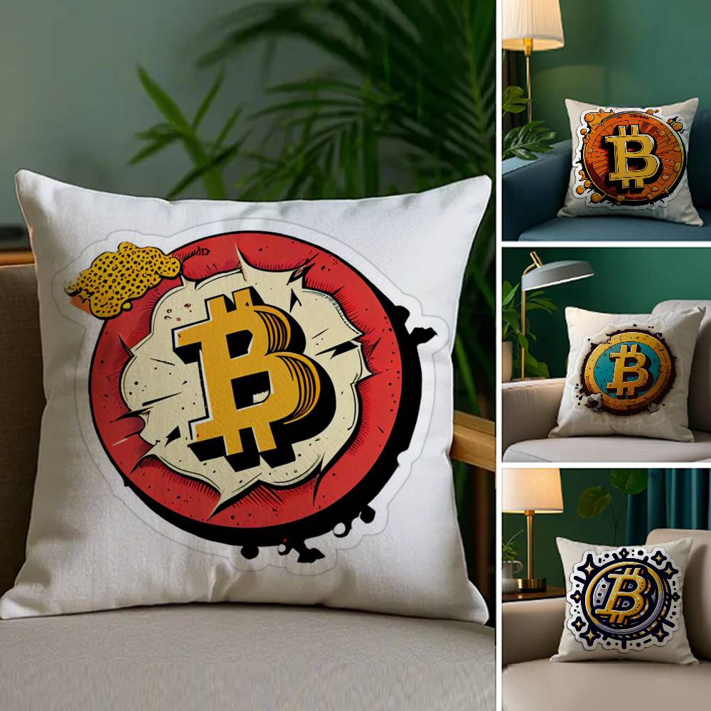 Криптовалюта Биткоин Btc Наволочка Диван Гостиная Спальня Двусторонняя печать Квадратная подушка Подушка для сна Наволочка