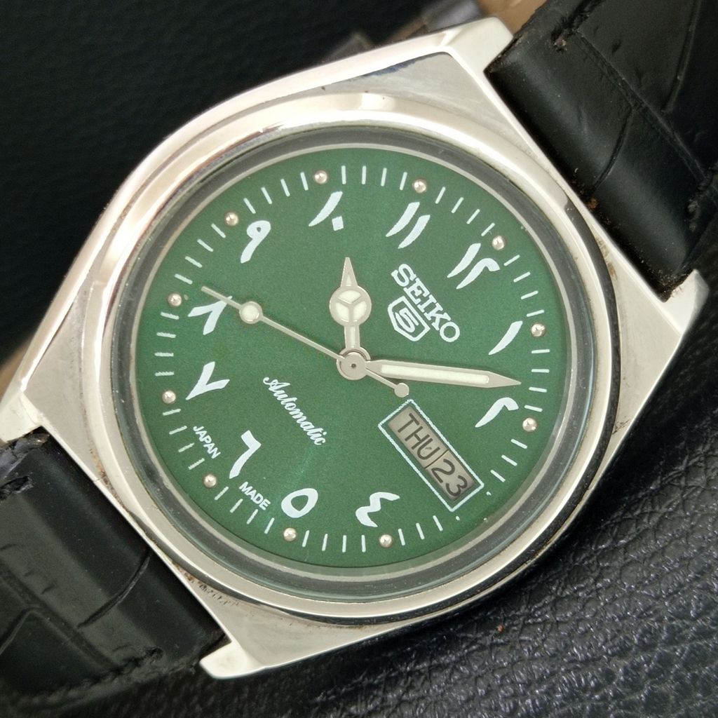 ВИНТАЖНЫЕ МУЖСКИЕ АВТОМАТИЧЕСКИЕ ЧАСЫ SEIKO 5 ЯПОНИЯ ЗЕЛЕНЫЙ ЦВЕТ ЦИФЕРБЛАТ a708771-1