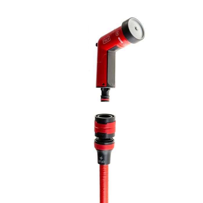 Tuyau d'arrosage - fitt - yoyo - 20 m - léger - système aquastop - pistolet multi-jet