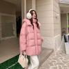 Розовый милый пуховик с капюшоном средней и длинной длины для женщин 2024 года, новинка зимы, белый пуховик на утином пуху, куртка