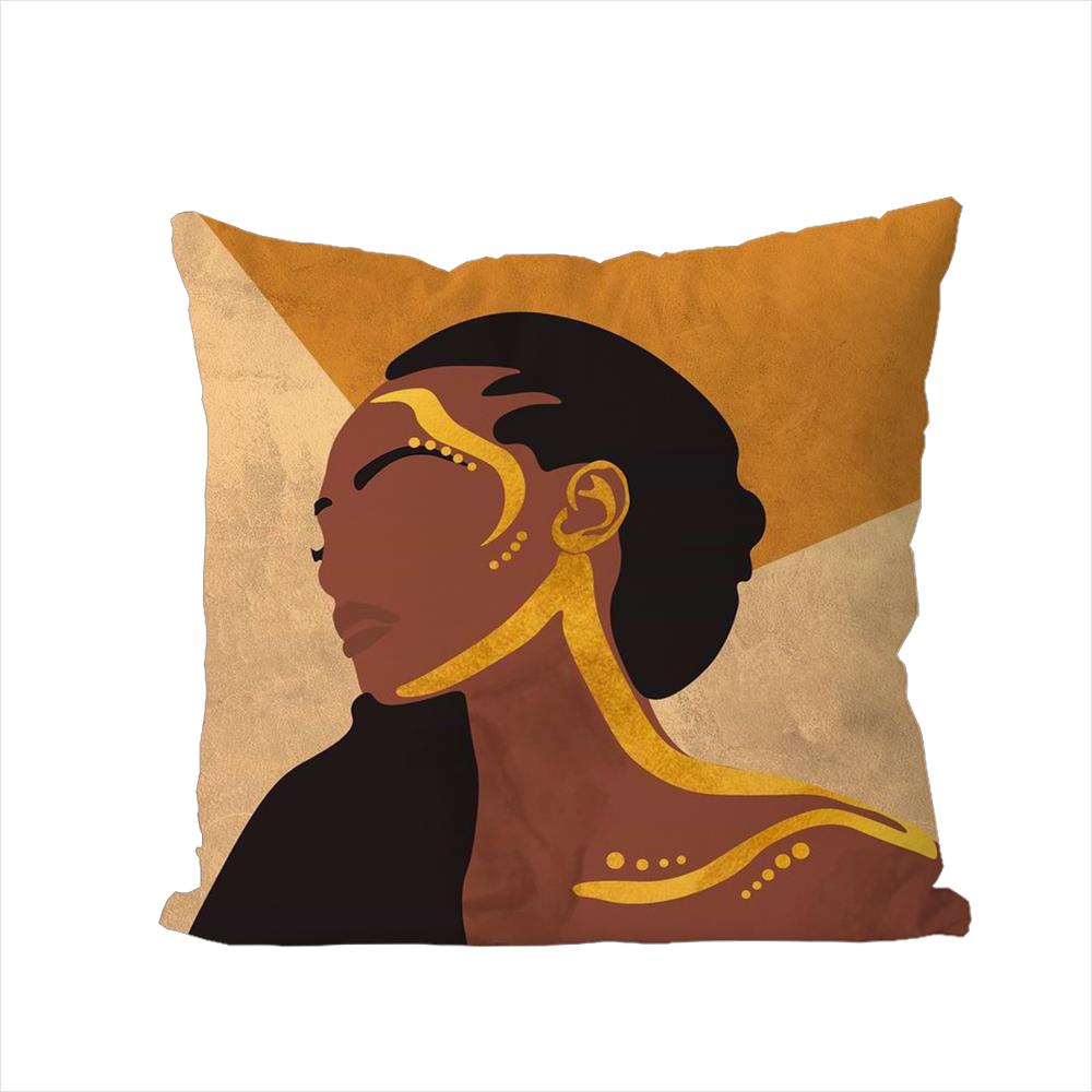 Африканская Женщина Наволочка Для Автомобильного Дивана Декоративная Домашняя Двусторонняя Печать Плюшевая Квадратная Декоративная Подушка Чехол