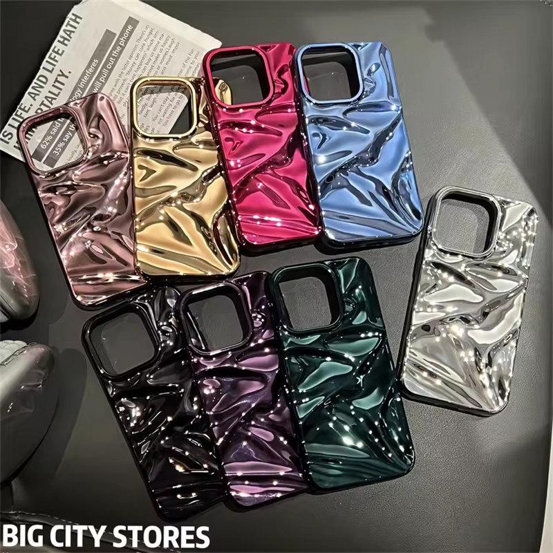 Чехол для телефона с 3D-дизайном в виде глянцевой волны для iPhone 16, 15 Pro Max, 14 Plus, 13, 12, 11 — защита камеры и ударопрочная задняя крышка