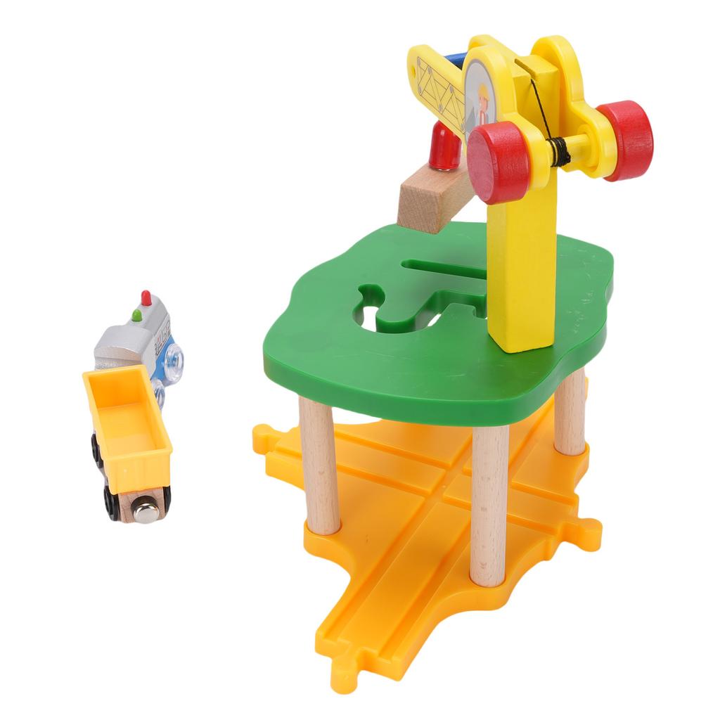 Деревянная железная дорога Игрушки Аксессуары Деревянный кран Игрушечная железная дорога Строительный набор железнодорожных путей для детей