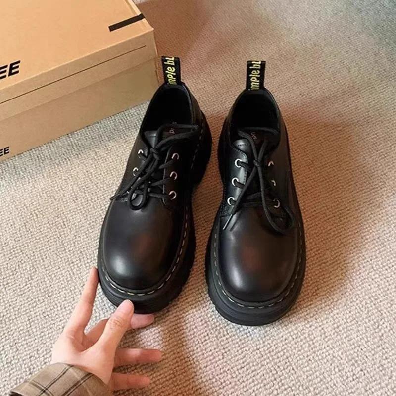 Женская обувь Брендовые женские туфли на шнуровке спереди, модные туфли на высоком каблуке с круглым носком для офиса и карьеры, однотонные туфли на платформе и каблуке