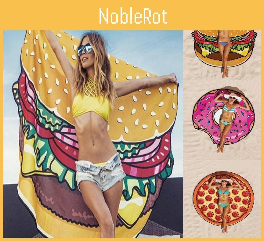 Hamburgers Donuts Fashionable Pizza Design Beach Towels Suitable For Use Daily
