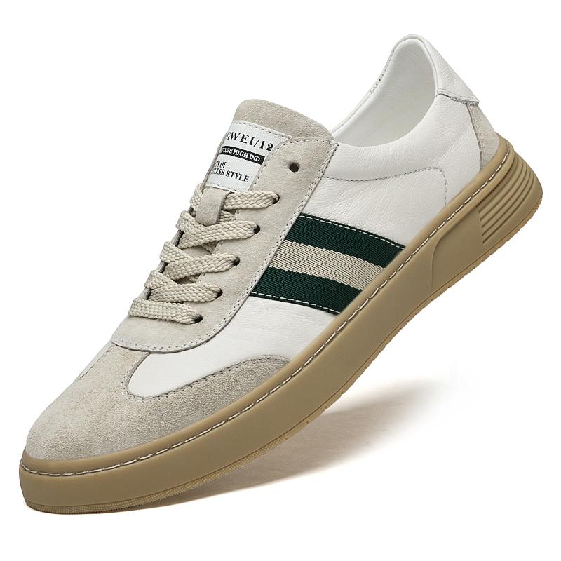 Fashion Men Casual Flat Designer Shoes Brand Genuine Leather Antiskid Walking Vulcanized Shoes Classic Breathable Training Sport Shoes