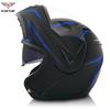 VIRTUE Full Face Motorcycle Helmet With Dual Lens Carbon Fiber Style Decal ABS Shell Flip-Up Design Adult Riders