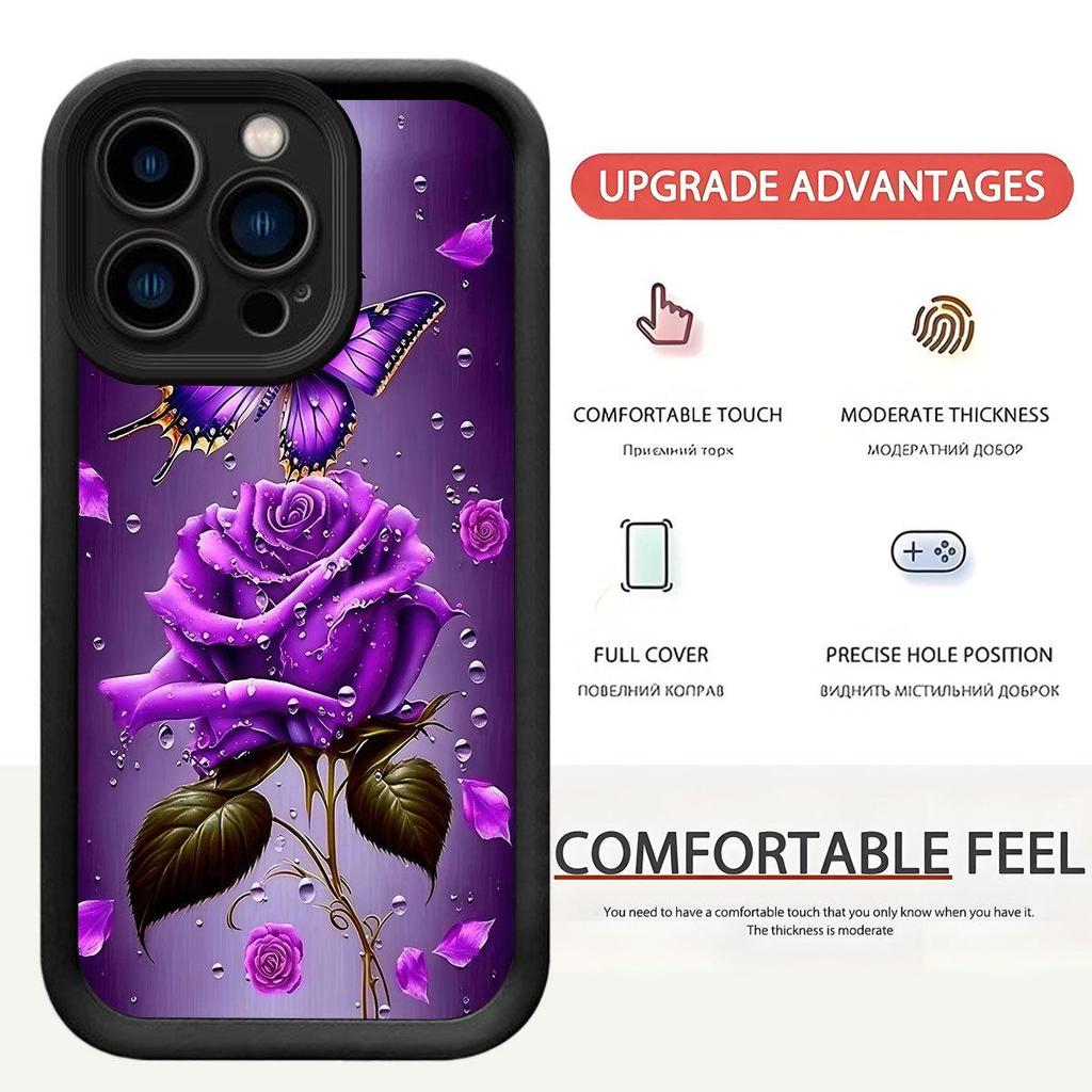 Фиолетовая Роза Черная Лестница Чехол для Телефона для iPhone 15/16/17 Pro Max - Защитный и Стильный