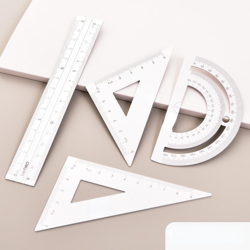Металлическая линейка 4 в 1, набор канцелярских принадлежностей, многофункциональная комбинированная линейка из алюминиевого сплава, треугольный транспортир, чертеж из сплава