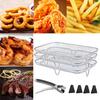 3-Layer Square Round Rectangle Air Fryer Rack Set Stainless Steel Dehydrator Rack with 4 Silicone Feet Anti-Scald