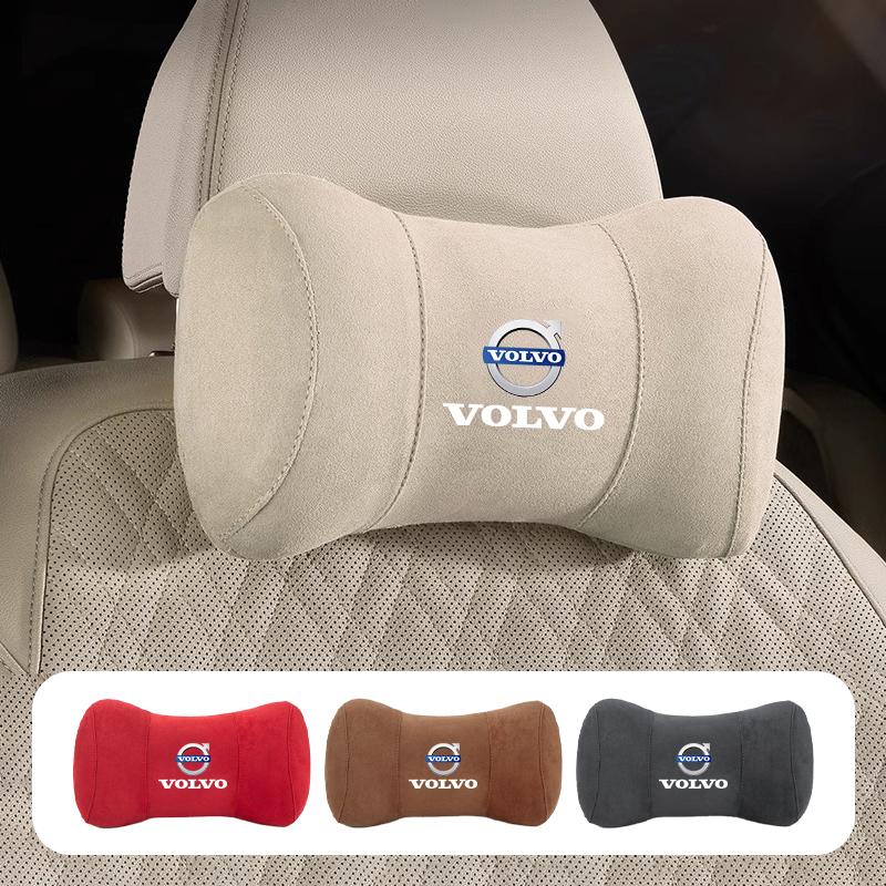 Car Seat Suede Memory Cotton Neck Pillow Headrest For Volvo XC90 V90 V60 XC60 V40 EC40 EX40 S80 S60 S90 C40 XC40 V70 XC70 C30