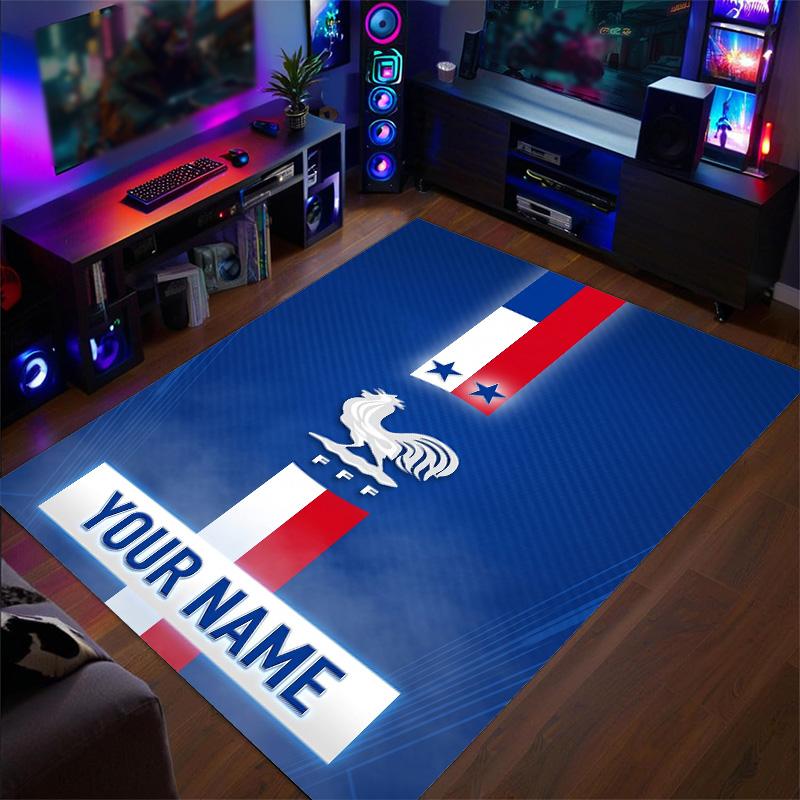 Crystal Velvet Rug France national football team Print Custom Name Text Floor Mat Home Decor