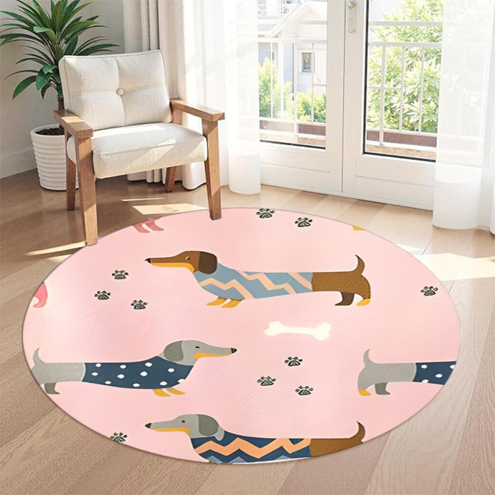 Dachshund Round Floor Mat Design for Dormitory Decorate room Hallway Bedrooms Antislip Round Carpet Decorate Offices