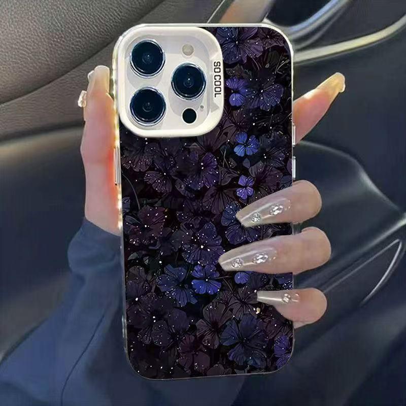 Фиолетовый цветок на темном фоне Чехол для iPhone 16 Pro Max/15 Pro/14/13/12