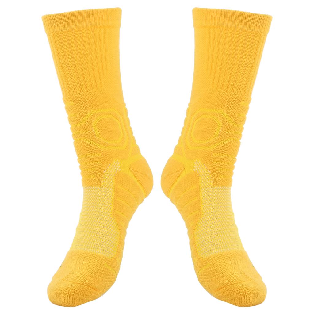 1 пара спортивных нескользящих носков, дышащие носки для баскетбола, футбола, атлетики, с защитой(желтый )
