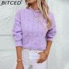 Women's Half-High Neck Cable-Knit Sweater Autumn/Winter Loose-Fit Cable-Knit Pullover