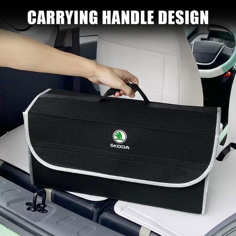 Car Soft Felt Storage Bag Organizer Car Foldable Trunk Bag Car Accessories For Skoda Octavia MK2 MK3 2 A7 Fabia Karoq Kodiaq Superb Rapid Yeti