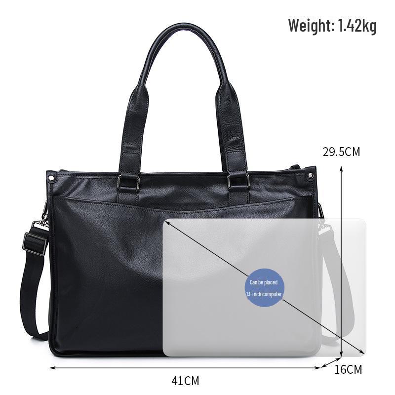 Большой вместительный мужской деловой портфель и сумка-тоут из натуральной кожи