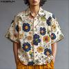Мужские гавайские рубашки оверсайз с лацканами, коротким рукавом и цветочным принтом