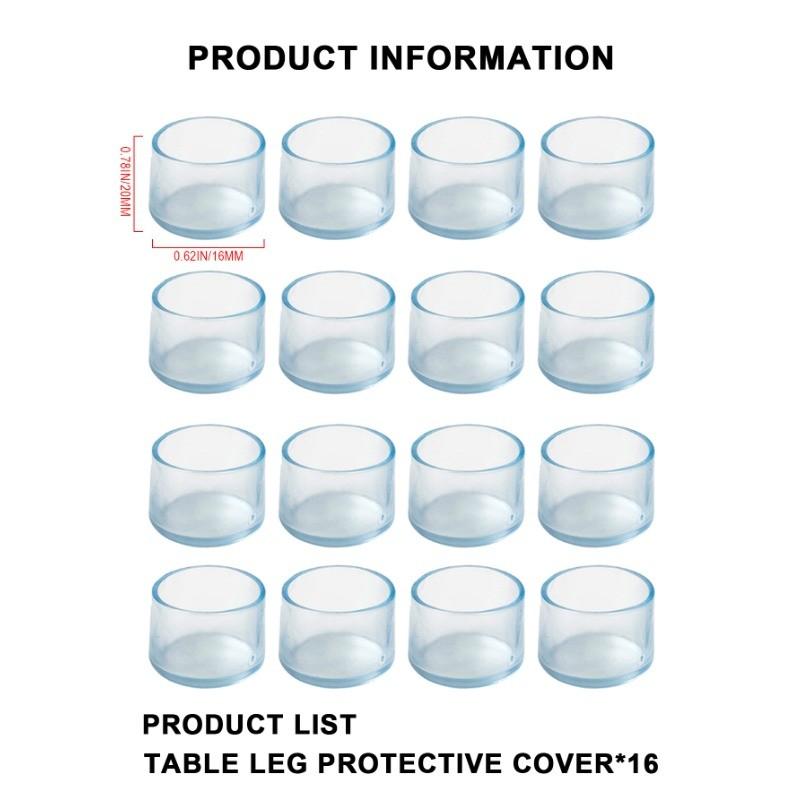 16 шт. нескользящие прозрачные покрытия для стола круглые / квадратные резиновые напольные протекторы колпачки для ножек стульев домашний декор