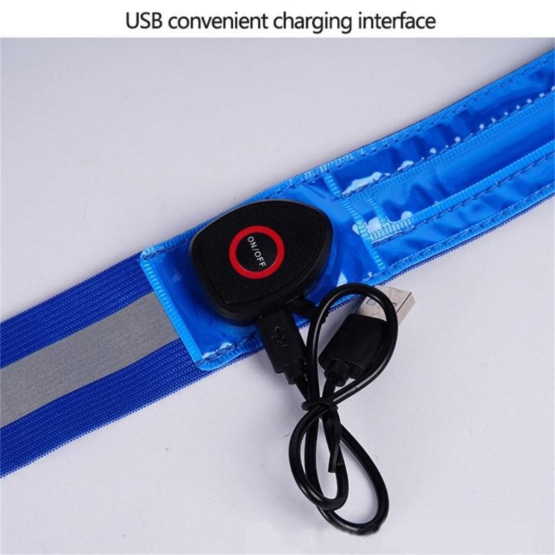 USB-перезаряжаемый светоотражающий пояс-лента с регулируемой длиной для бега