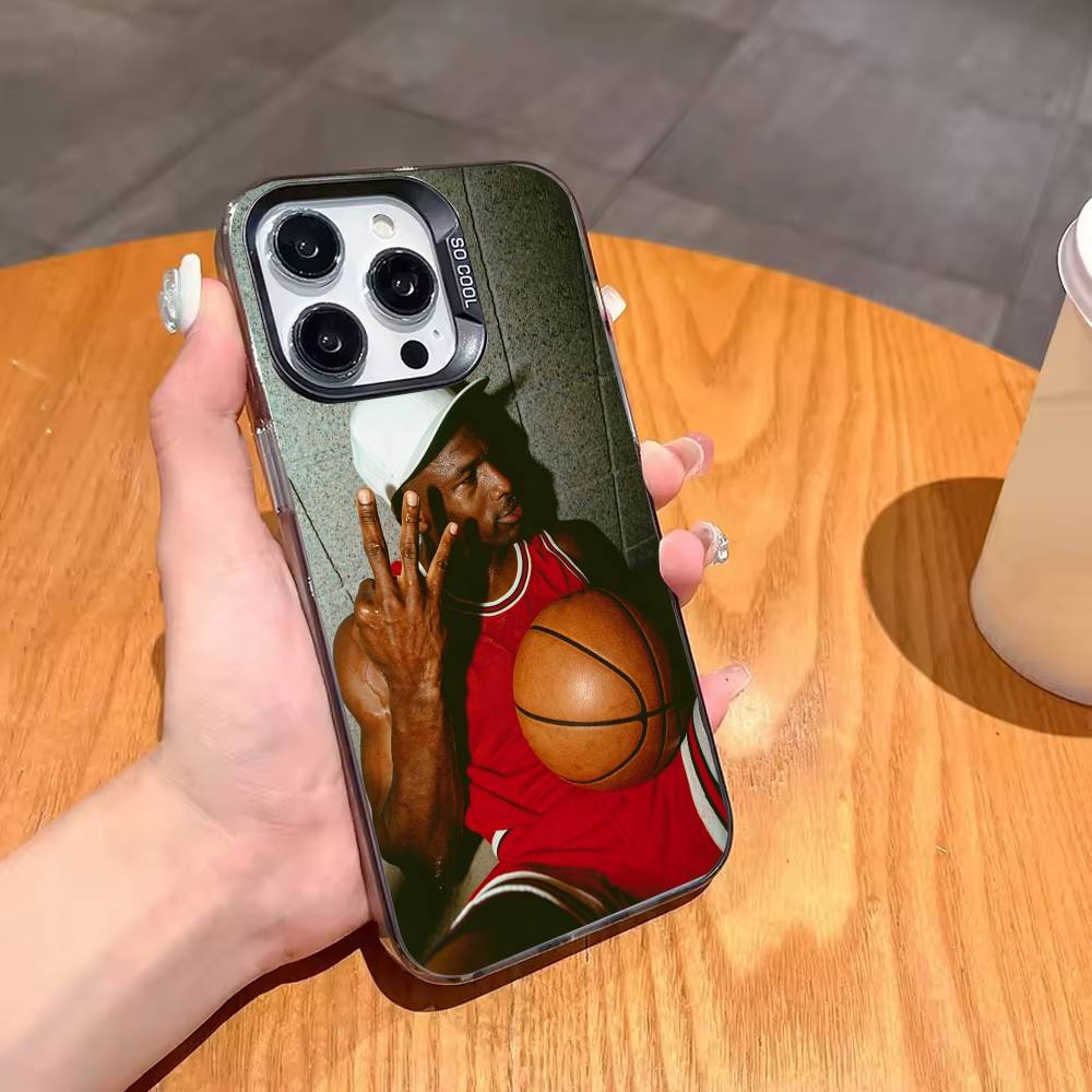 Cool and Classic J-Jordan Phone Case For iPhone17 16 15 14 13 12 Pro Max Grey Black Matte Laser Metallic Aurora Funda