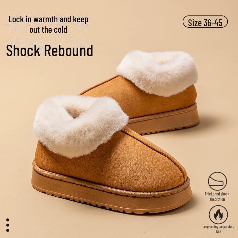 Ботинки Furry High-Top на толстой подошве из хлопка: Теплая, нескользящая обувь для дома и улицы на осень и зиму