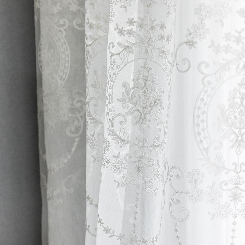 1 PC Embroidered White Tulle Curtain Popular Elegant European Design Nuan Series