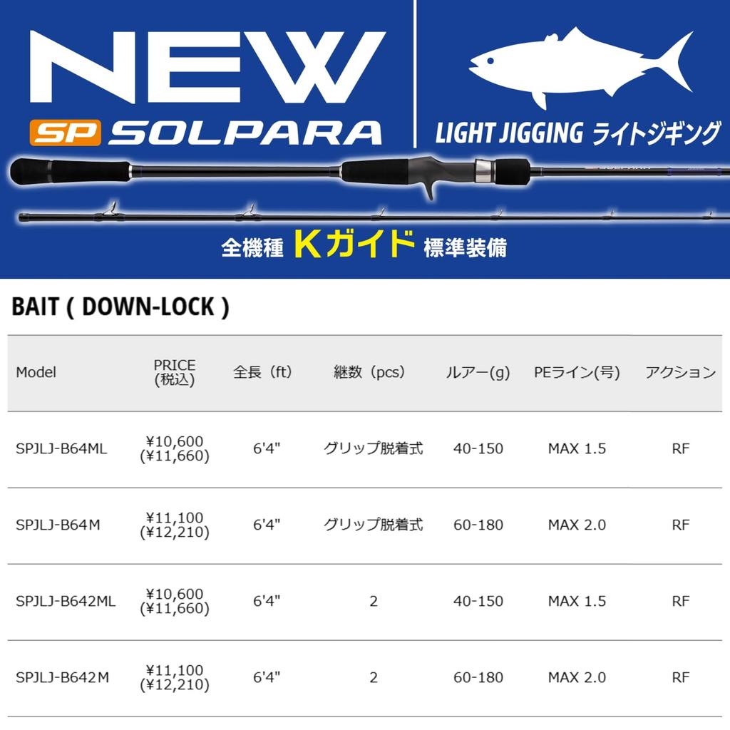 Major Craft Jigging Rod 25 Solpara Light Jigging Model Bait SPJLJ-B642ML