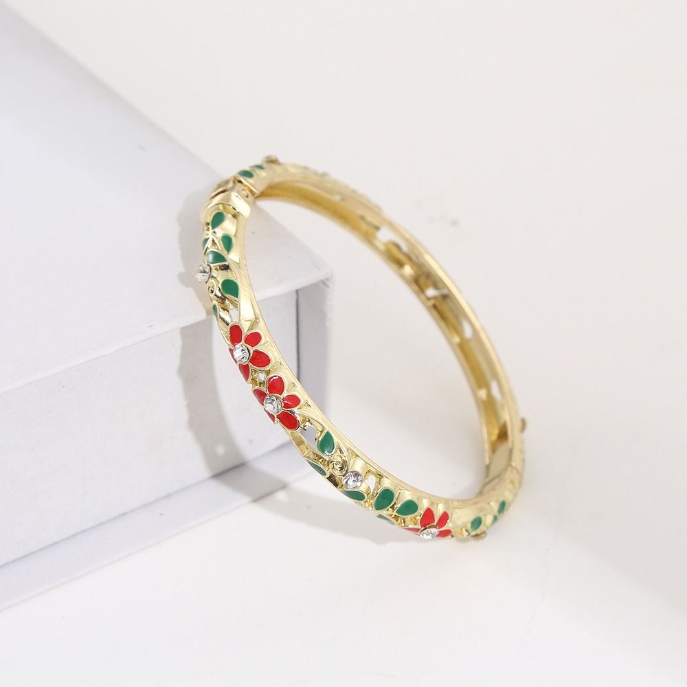 Colorful Enamel Bangle Vintage Flower Enamel Bangle Cloisonne Bracelet Party Jewelry