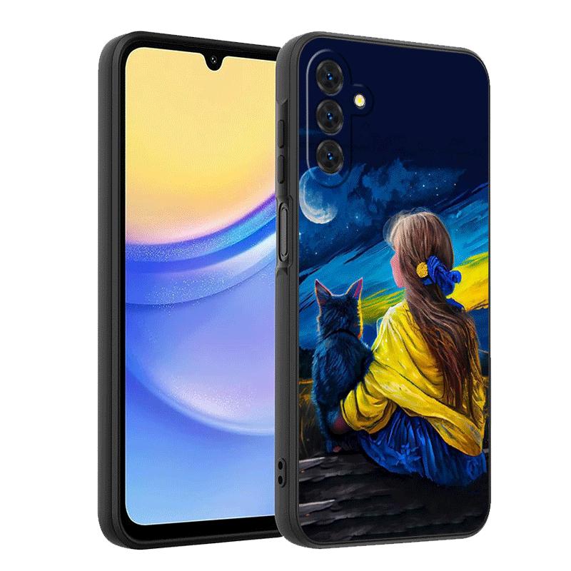 Blue Yellow Ukrainian Girl Soft Phone Case for Samsung A17 A37 A57 A16 A26 A36 A56 A15 A25 A35 A55 A14 A24 A34 A54 A13 A23 A33 A
