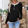 Женская модная однотонная футболка с длинным рукавом, круглым вырезом, имитацией двух частей, повседневный пуловер, топ