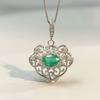 Natural Emerald Pendant Necklace in 925 Sterling Silver for Women May Birthstone Fine Jewelry