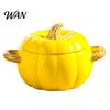 Handled Soup Bowl with Lid Pumpkin And Double Handle, Microwave Safe Decorative Practical Kitchen Gift for Home Ceramic Bowl, Heat Resistant Pot Stews