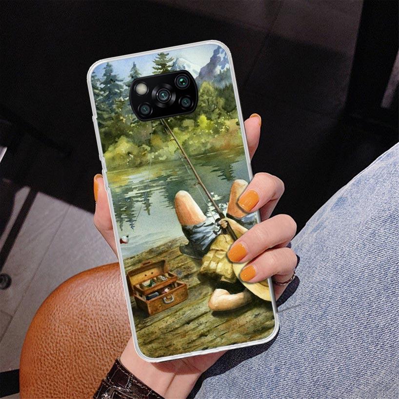 Offshore Angling Fishing Fish Rod Phone Case For Xiaomi Poco X7 X6 X5 Pro F7 Ultra Redmi 15C 15 13C 13 12C 12 10 10A 10C 9 9A 9C