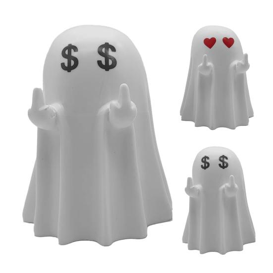 Хэллоуин Фигурка Призрака Средний Палец Украшение Призрак Смола Показать Палец Статуэтка Призрака для Стола Дома Офиса Ванной