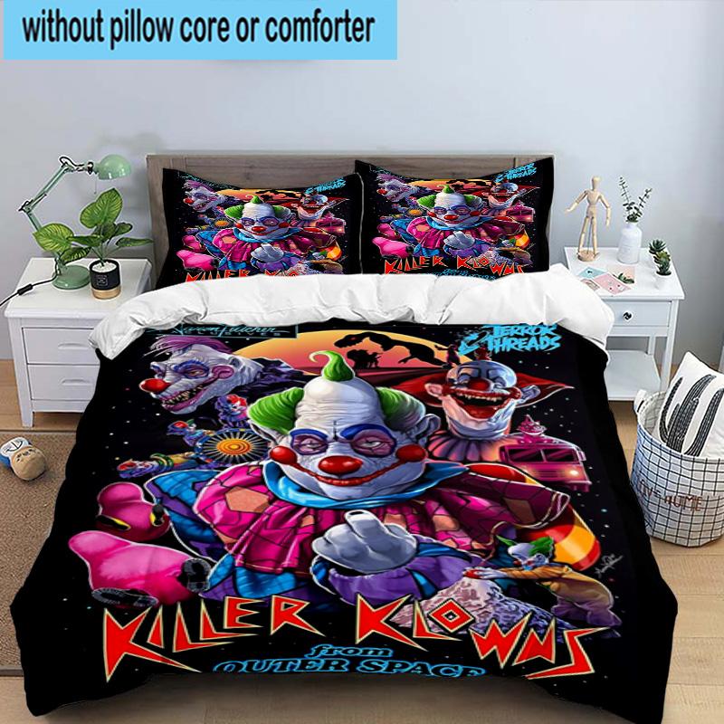 3PCS Clown Horror 3pcs Bedding,Including 3PCS Duvet Cover And 2pcs Pillowcases Perfect for Christmas,Ideal for Bedroom, Dormitory