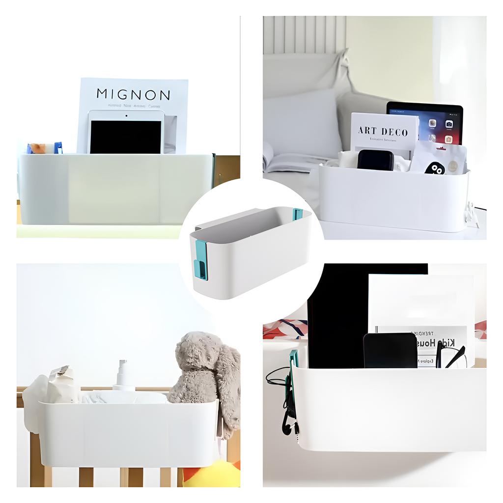 Hanging Bed Organiser Storage Basket Bed Hanger With Detachable Hooks For Book Magazine Toy Mobile Phone