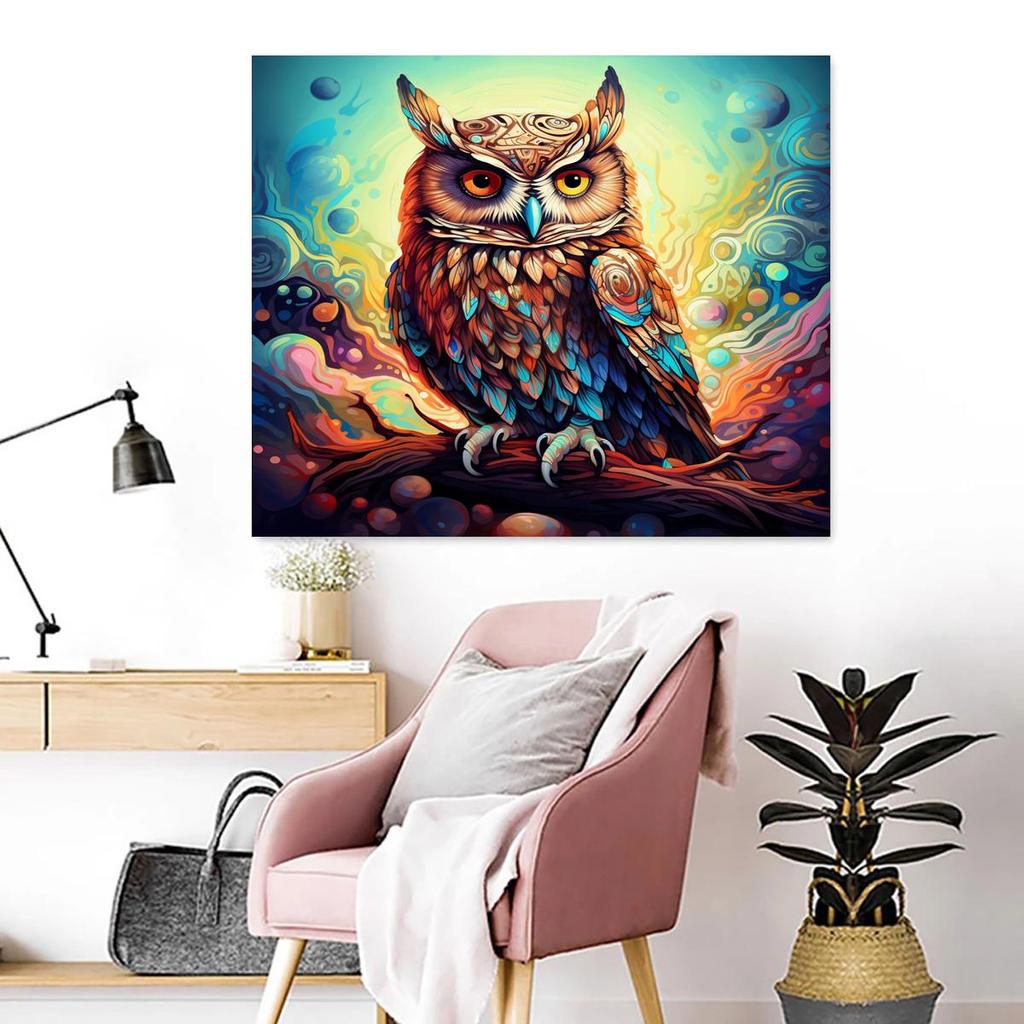 RUOPOTY Акриловая картина по номерам для взрослых, рисунок совы по номерам, настенный художественный набор красок, подарок, ручная роспись, холст, живопись, анимация