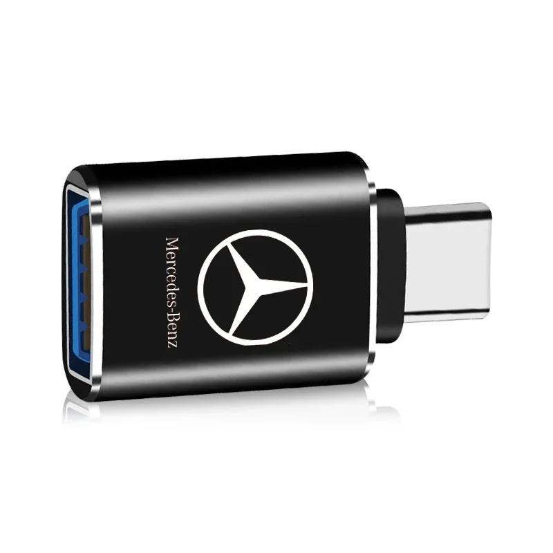 AAUT1 Car Type-C Turn USB3.0 Adapter Auto Converter Interior Parts Stickers For Mercedes Benz W203 W204 W211 W210 W124 AMG W202 CLA