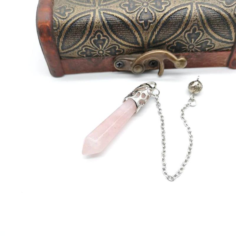 Amethyst Natural Stone Hexagonal Column Tapered Pendant Necklace Hexagonal Spine Crystal Yoga Pendulum L06