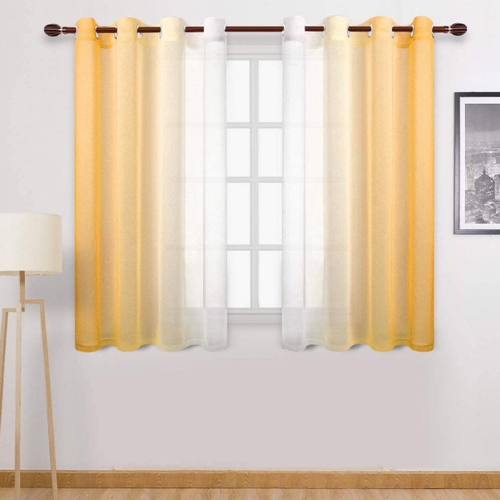 Faux Grommet Light Filtering Semi Sheer Gradient Window Curtain