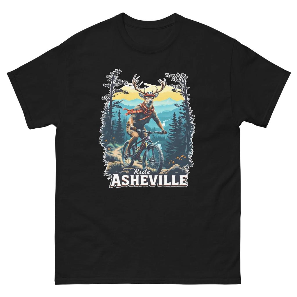 Ride Asheville Reindeer Fun USA Bike Cycling Animal T-Shirt