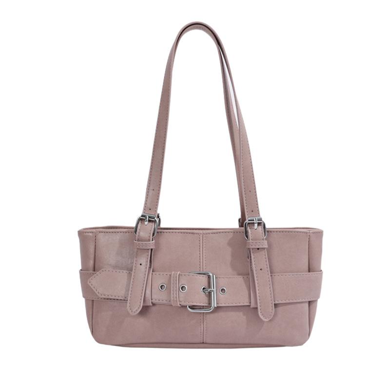 Niche Design Belt Buckle Decor Tote Bag, Korean Ins Style Minimalist Women Commuter Shoulder Bag