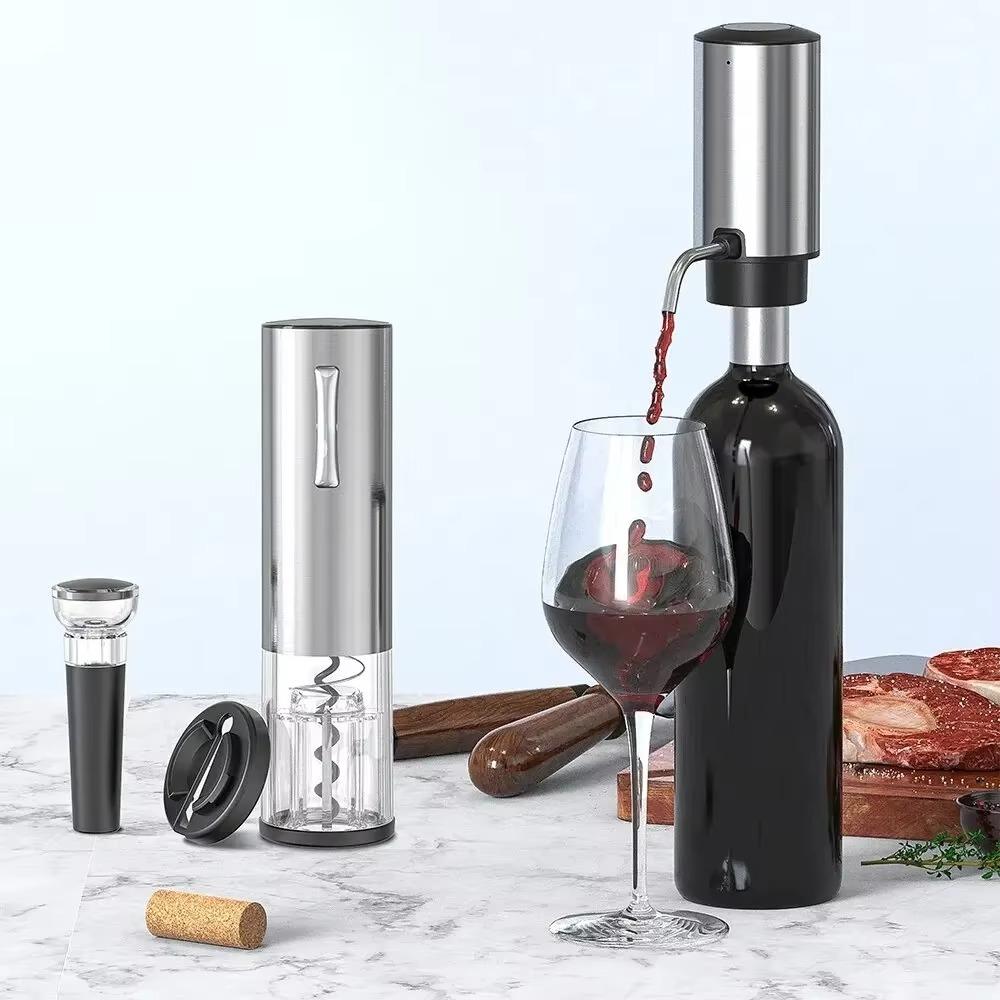 Automatic Electric Wine Opener Set Stainless Steel Wine Dispenser Wine Aerator  Wine Lover