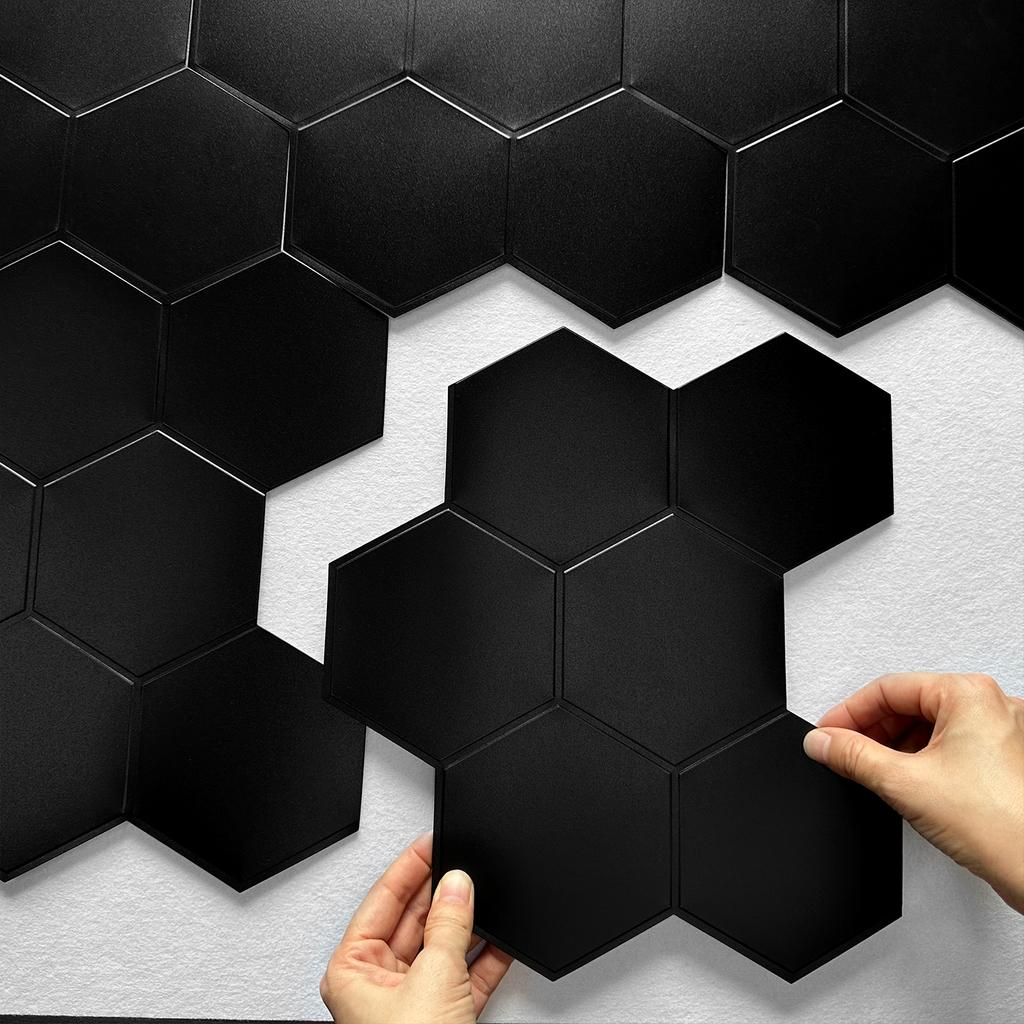 1/10pcs Matte Black Wall Tile Stickers Peel And Stick Waterproof Vinyl Wallpaper for Kitchen Bathroom Living Room RV Decoration